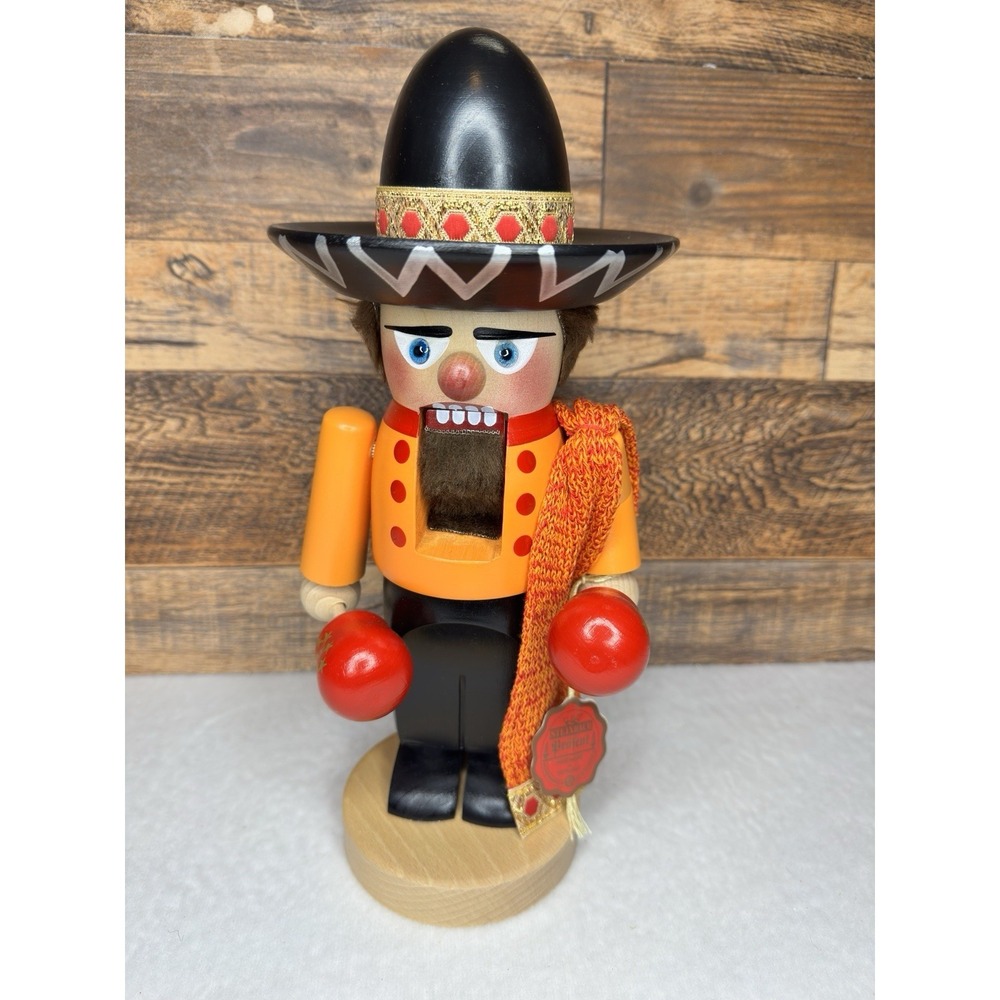 Vintage Steinbach Chubby Mexican Nutcracker 12" Wood Figurine Germany Fiesta